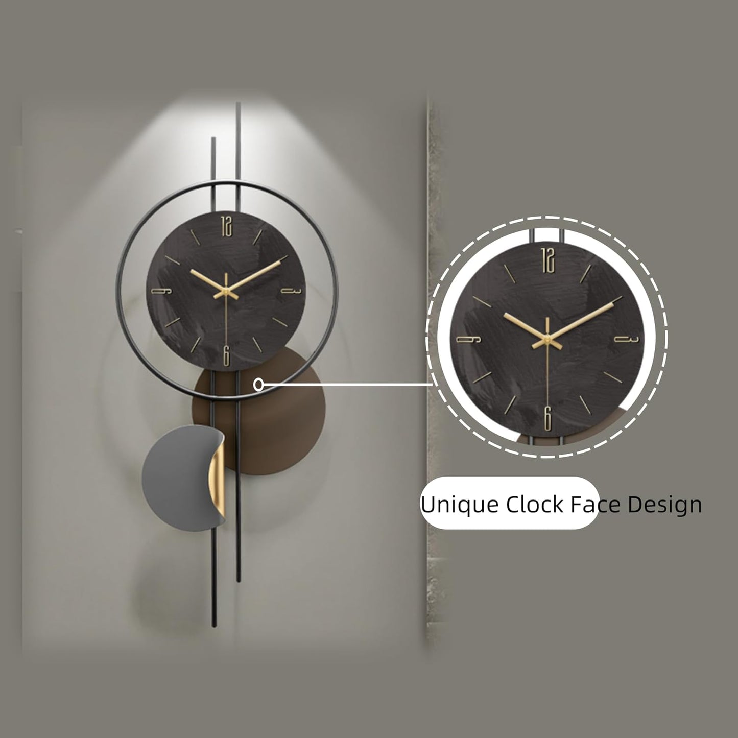 Luxury Illuminated Wall Clock with LED Light – Modern Decorative Design for Living Room N I CREATIONS