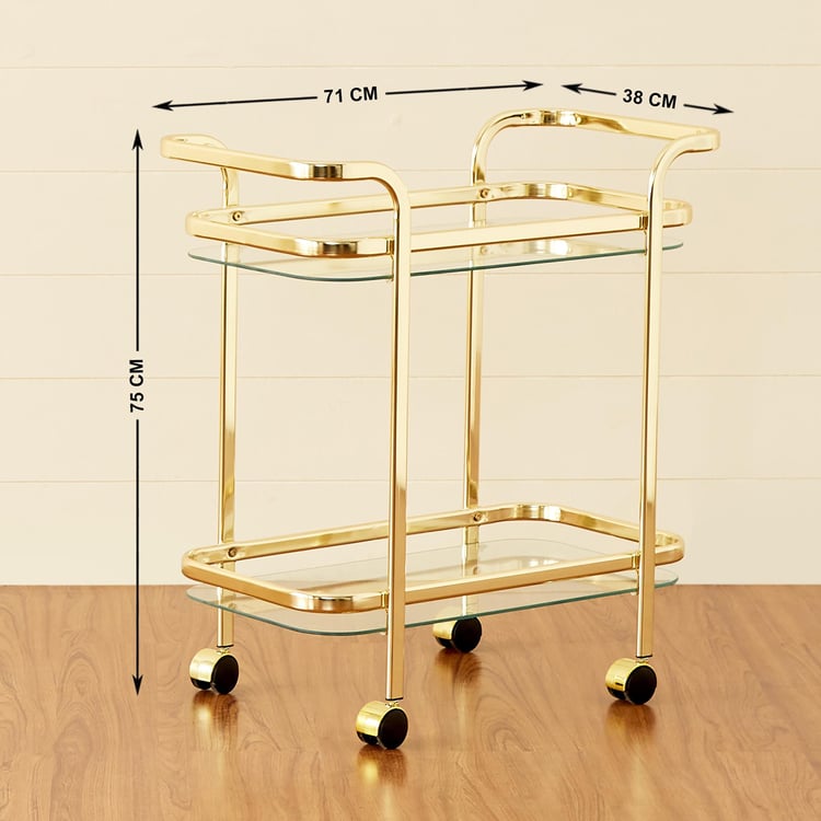 Premium Gold Bar Trolley – 3-Tier Glass & Metal Serving Cart for Living Room, Kitchen & Parties | Elegant Organizer N I CREATIONS