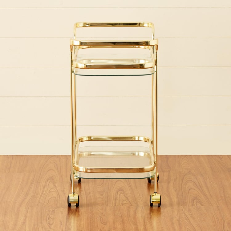 Premium Gold Bar Trolley – 3-Tier Glass & Metal Serving Cart for Living Room, Kitchen & Parties | Elegant Organizer N I CREATIONS