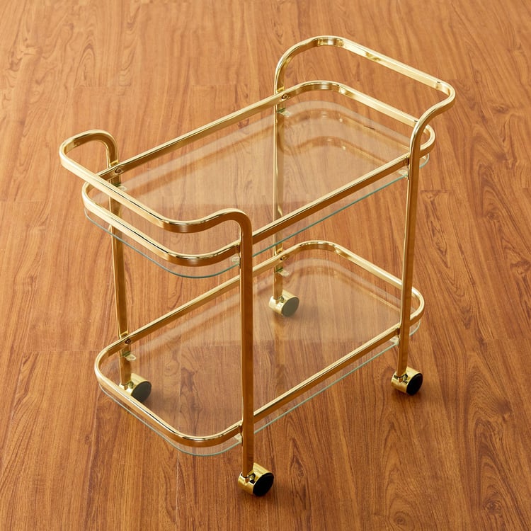 Premium Gold Bar Trolley – 3-Tier Glass & Metal Serving Cart for Living Room, Kitchen & Parties | Elegant Organizer N I CREATIONS