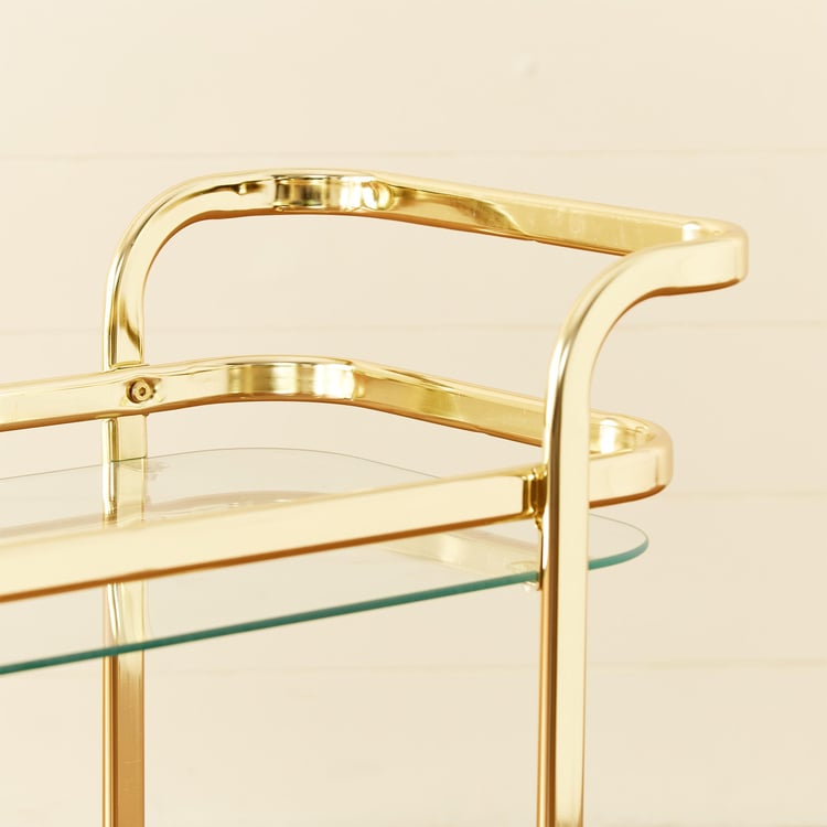 Premium Gold Bar Trolley – 3-Tier Glass & Metal Serving Cart for Living Room, Kitchen & Parties | Elegant Organizer N I CREATIONS