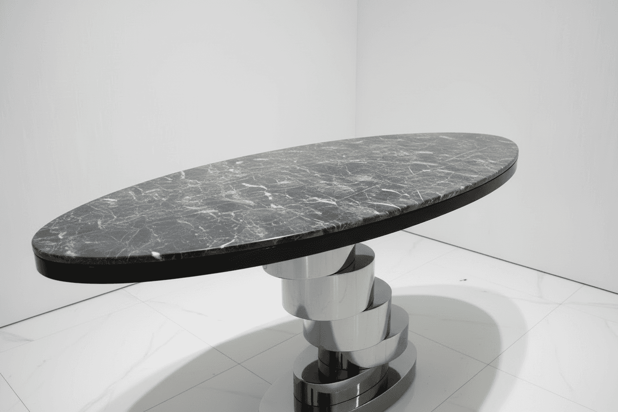 Daxton Gun Metal Console Table with Faux Marble Top – Modern Entryway & Living Room