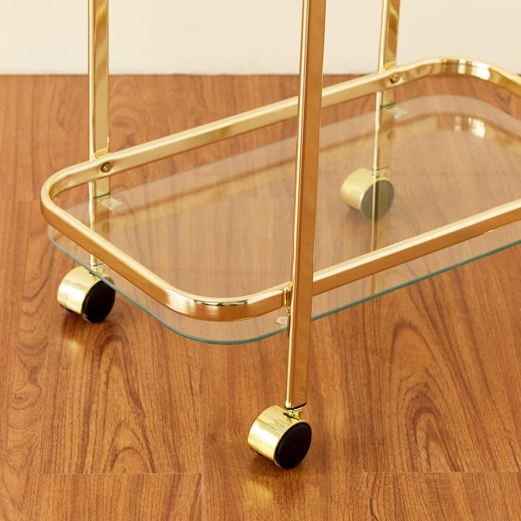 Premium Gold Bar Trolley – 3-Tier Glass & Metal Serving Cart for Living Room, Kitchen & Parties | Elegant Organizer N I CREATIONS
