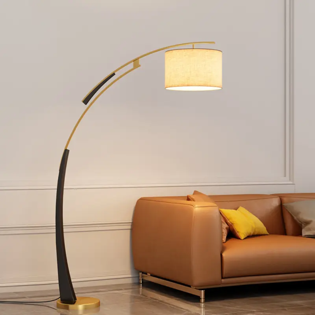 Luxury Black & Gold Arc Floor Lamp – Premium Living Room Standing Lamp