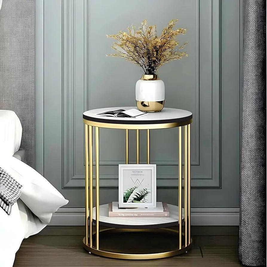 Modern N I CREATIONS Side Table end with gold finish and minimalist design for home decor