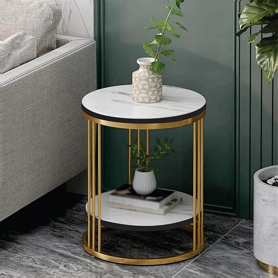 Luxury Side Table end with Gold Frame and Marble Top for Home Decor