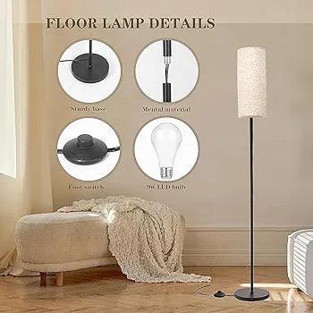Modern standing floor lamp with a sturdy base and fabric shade for home decoration