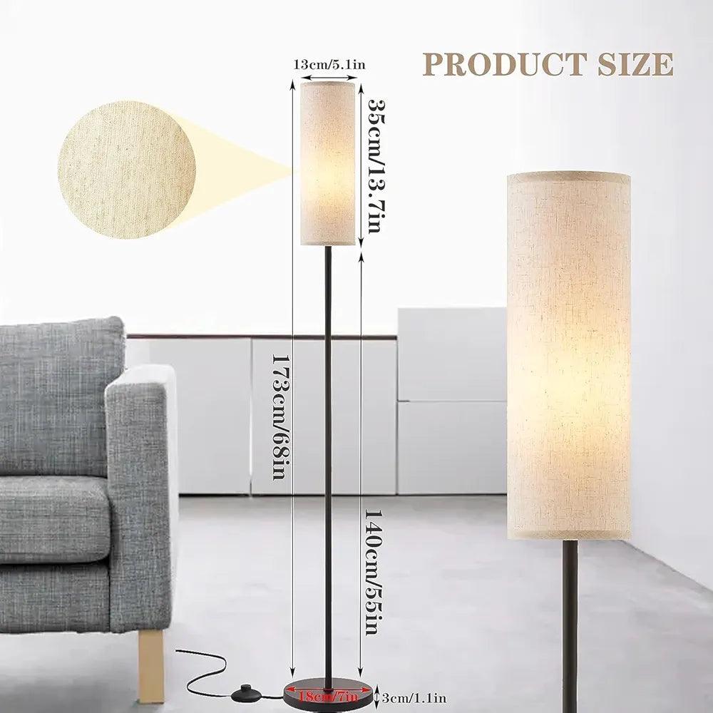 Elegant standing floor lamp with a beige shade and adjustable brightness for home decoration