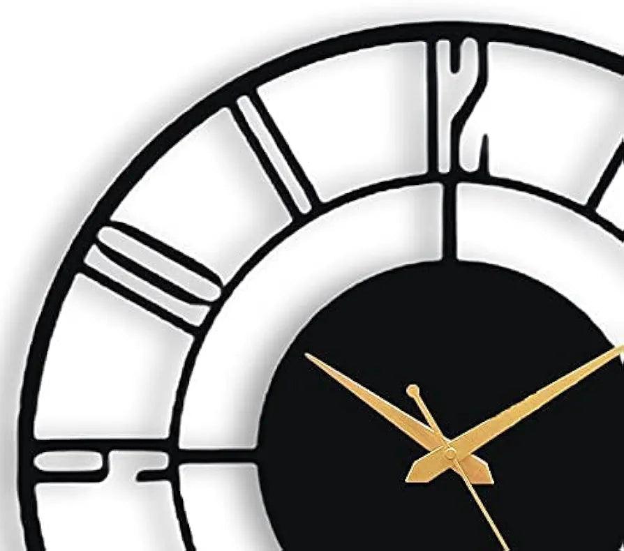 N I CREATIONS Stylish analog wall clock with a modern design and gold accents