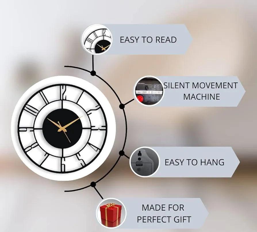 Stylish analog wall clock with easy-to-read design and silent movement machine for home decor