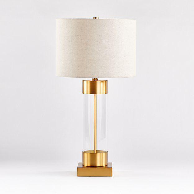 N I CREATIONS Table desk lamp with a clear glass base and a stylish cream shade