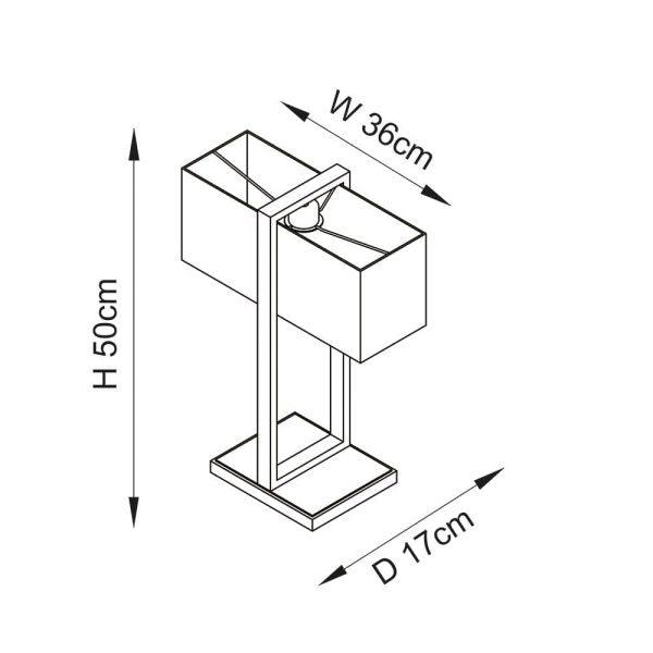N I CREATIONS modern table lamp bedside with sleek design and dimensions 50cm height, 36cm width, and 17cm depth