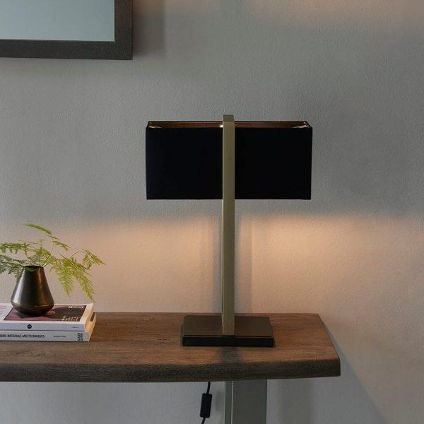 N I CREATIONS modern table lamp bedside with a sleek black shade and gold accents for stylish home decor