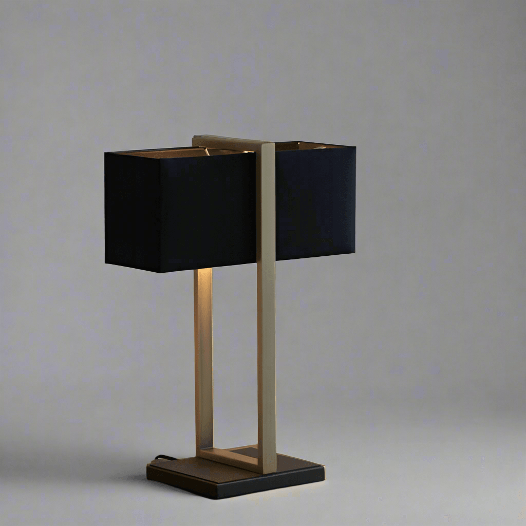 Stylish N I CREATIONS table lamp bedside with a modern design and dual fabric shades