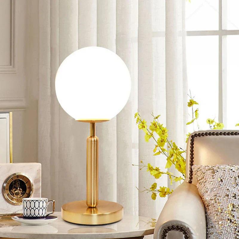 N I CREATIONS stylish table lamp desk with a gold base and round white glass shade for home decor