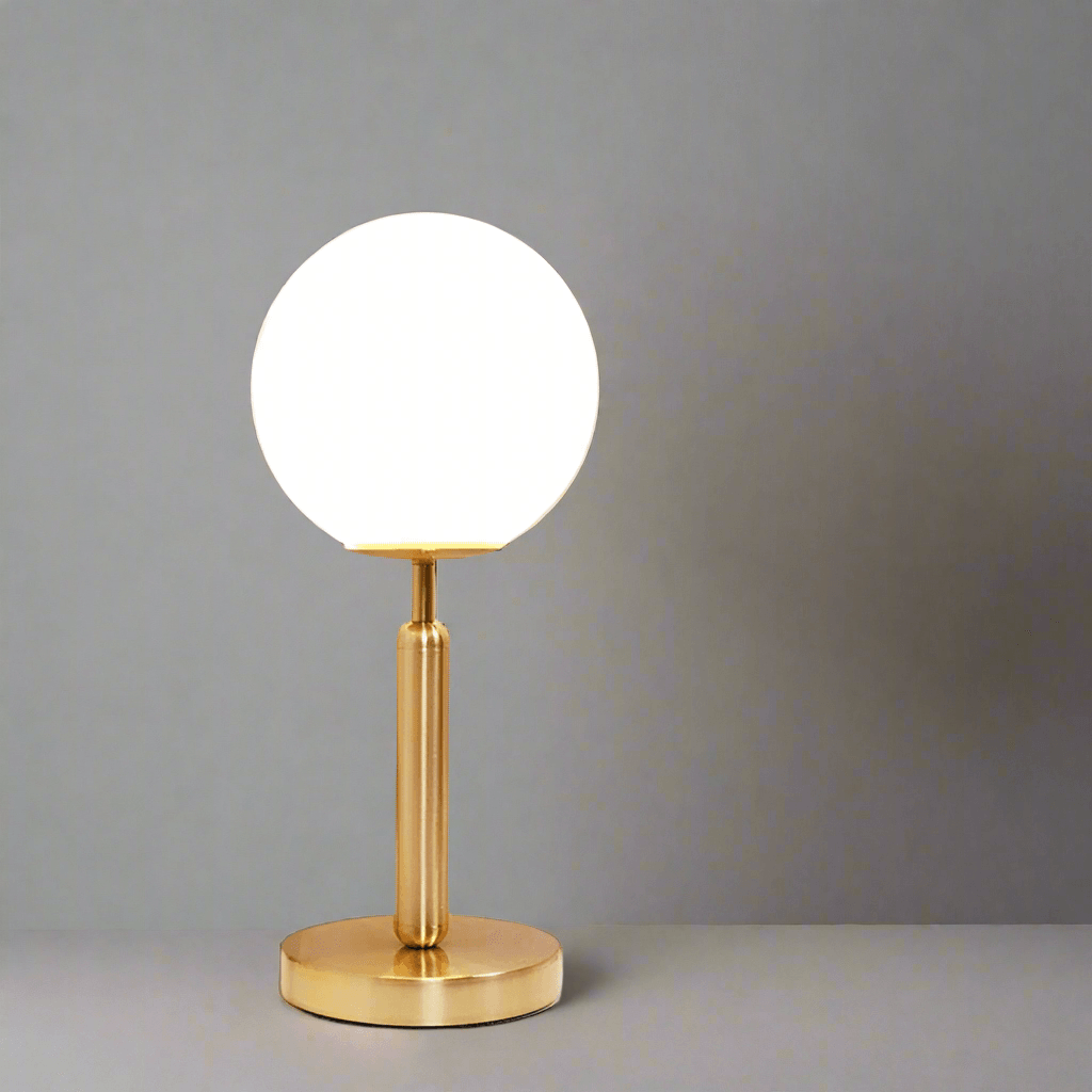 Elegant N I CREATIONS table lamp desk with a round white shade and gold base for modern home decor
