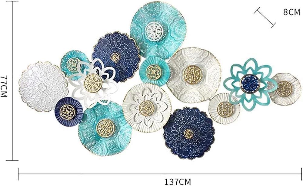 N I CREATIONS Decorative Wall Art in Blue and White with Floral Designs and Intricate Details