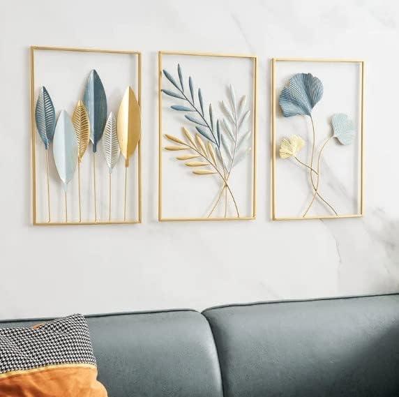 N I CREATIONS Wall Art featuring three framed botanical designs in soft colors