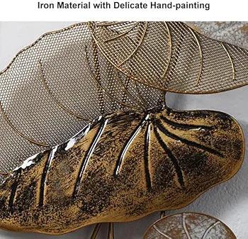 Elegant iron wall art with delicate hand-painting, showcasing intricate leaf designs for home decor