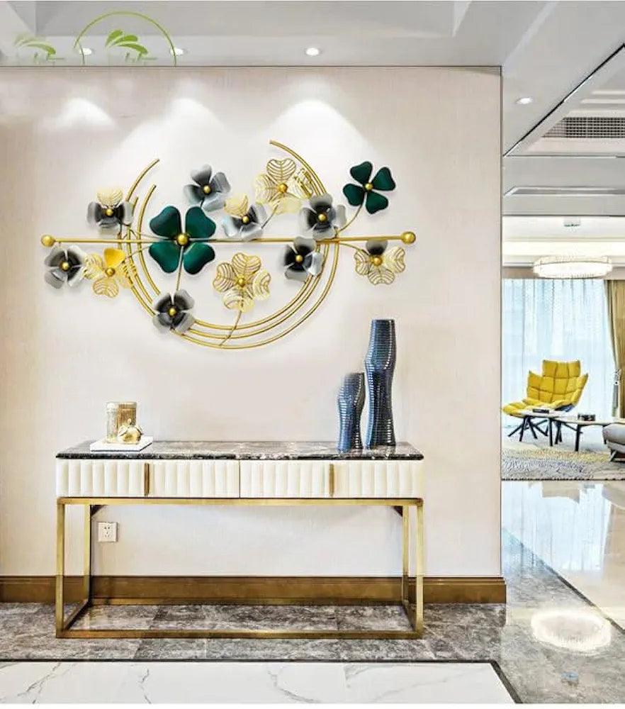 Elegant wall art featuring floral designs in green and gold for modern home decor
