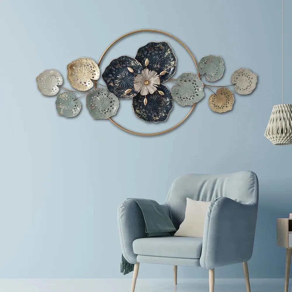 N I CREATIONS decorative wall art featuring floral design in gold and silver tones for modern interiors