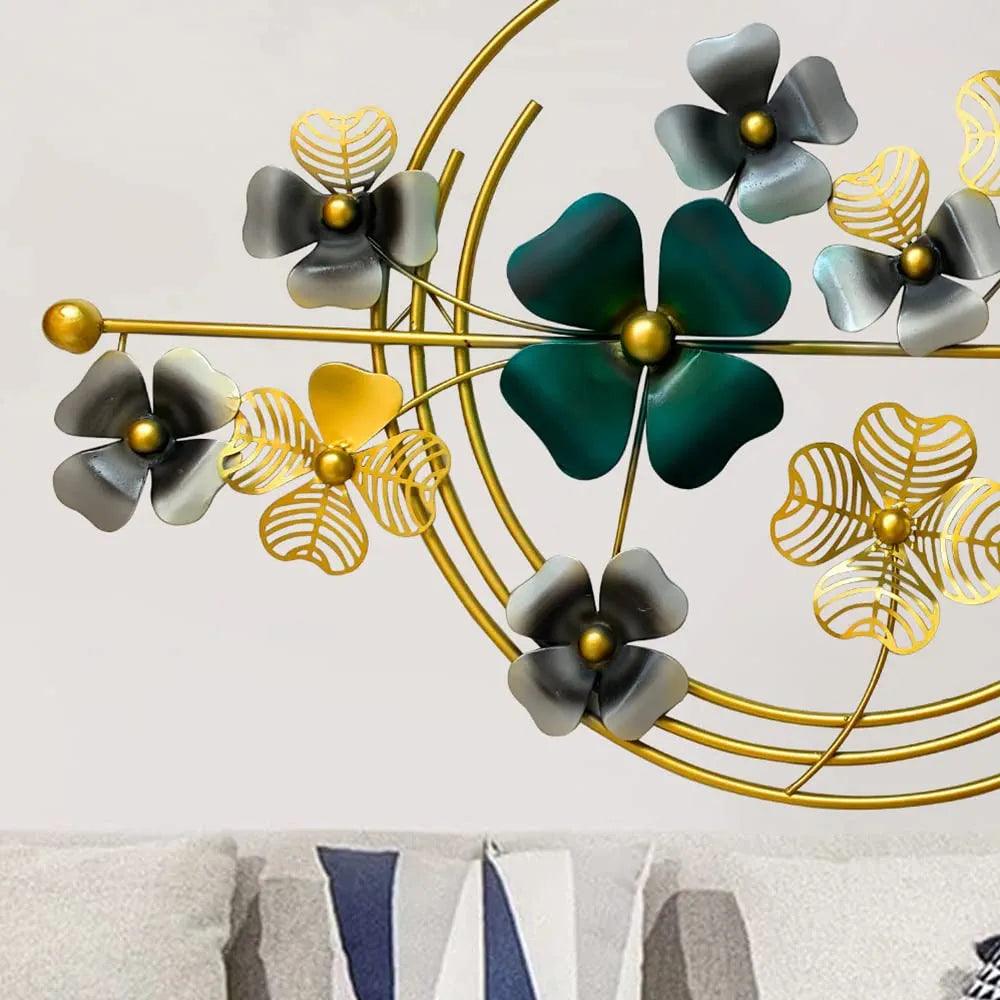 N I CREATIONS decorative wall art featuring colorful metal flowers on a circular design