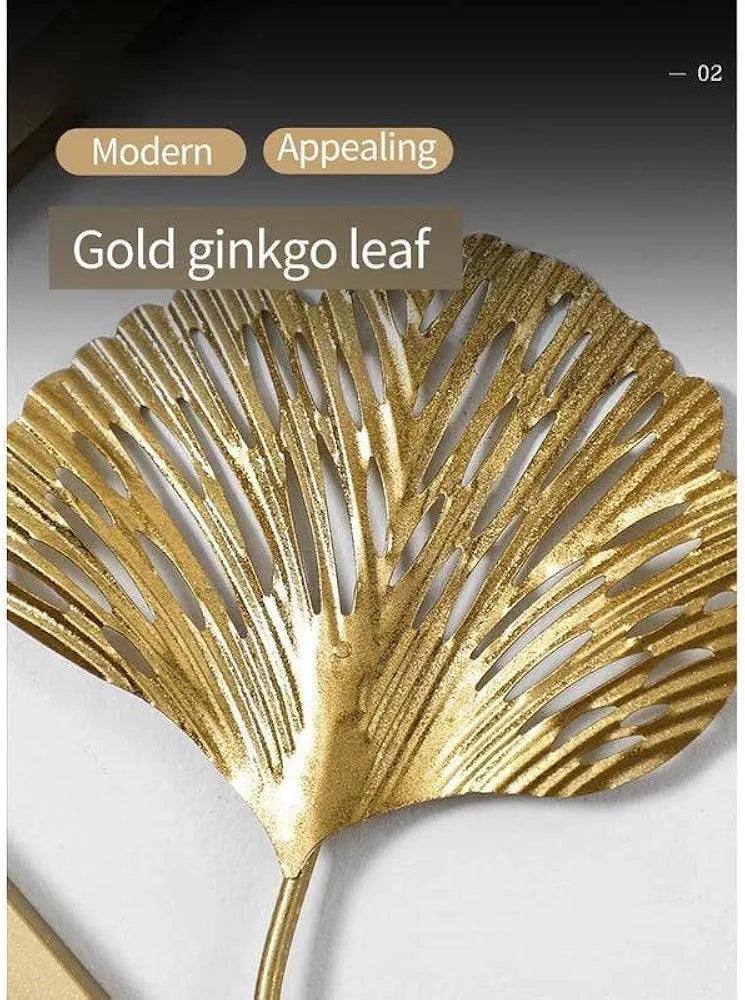 Modern gold ginkgo leaf wall art featuring an appealing textured design for home decor