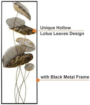 N I CREATIONS wall art featuring unique hollow lotus leaves design with black metal frame
