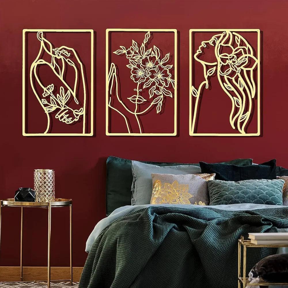 N I CREATIONS elegant wall art featuring three framed line drawings for home decor