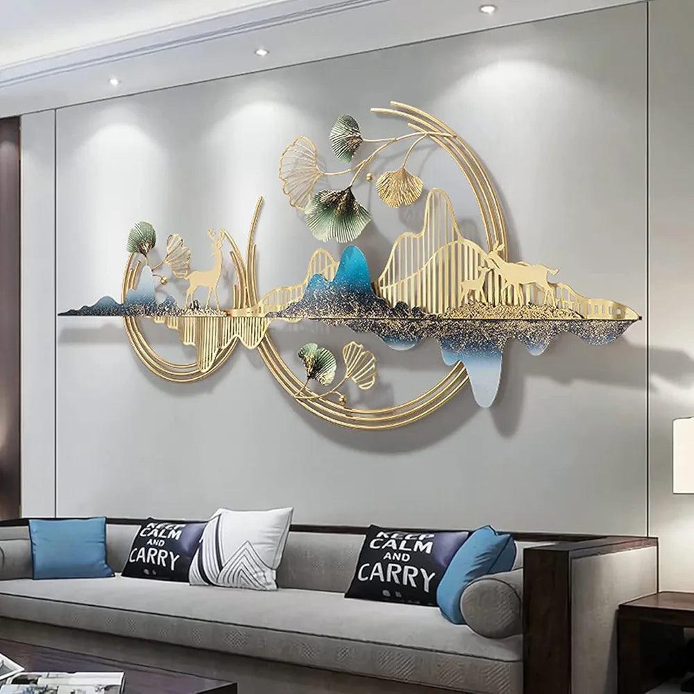 Elegant N I CREATIONS wall art featuring a modern design with gold accents and nature motifs for home decor