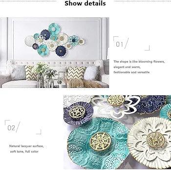 Beautiful wall art featuring blooming flower designs in teal, white, and navy for stylish home decor