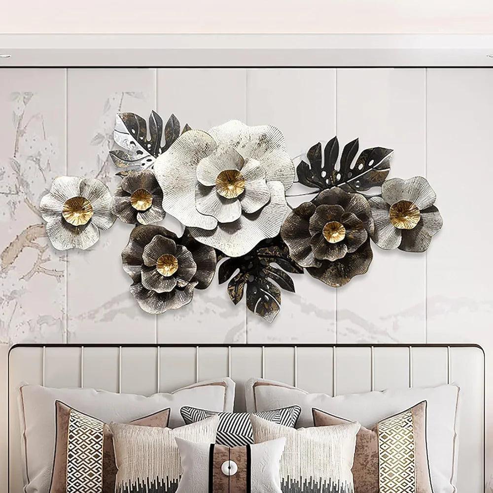 N I CREATIONS metal flower wall decor featuring intricate designs and muted colors for elegant home styling
