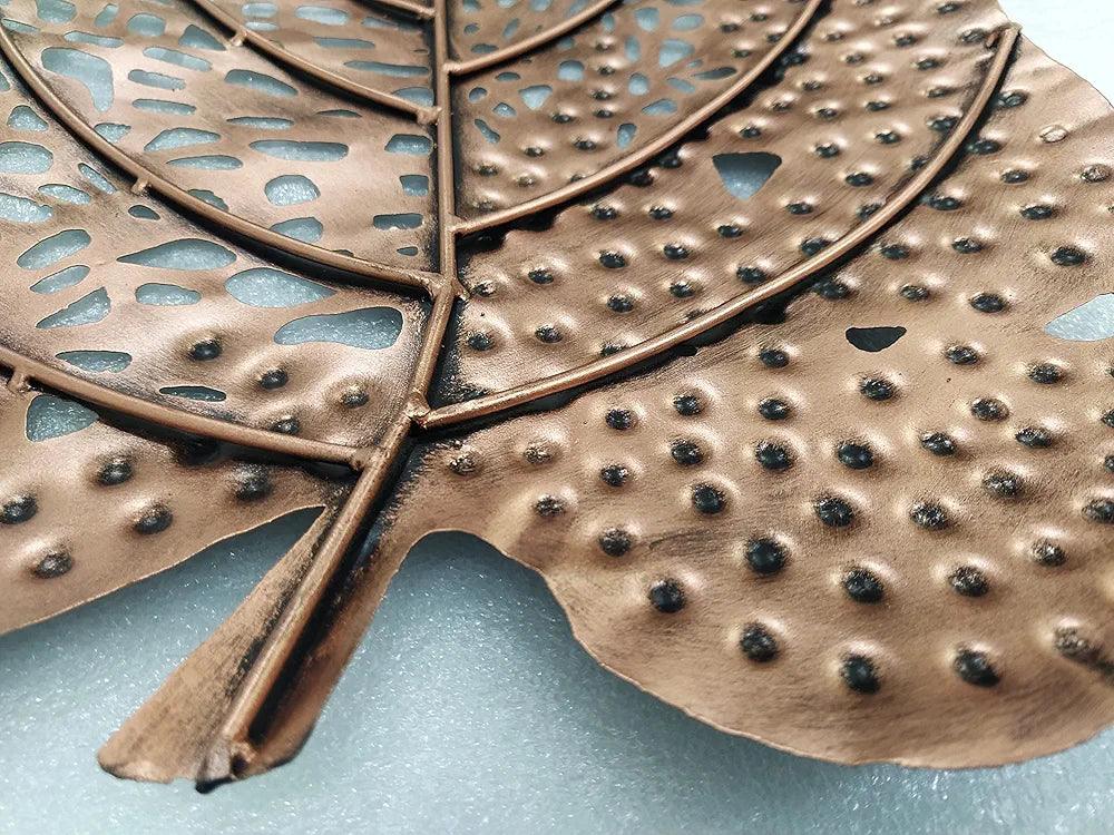 N I CREATIONS wall decor leaf in bronze with intricate details and textured surface for home decoration