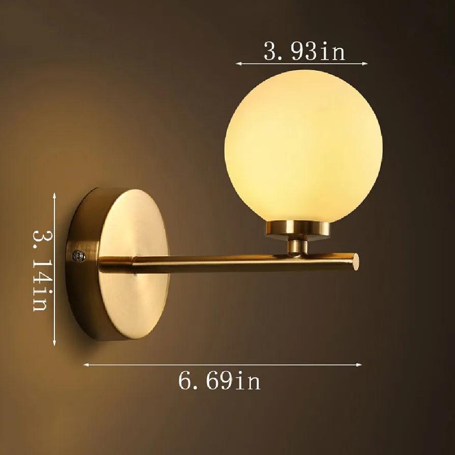 N I CREATIONS modern wall lamp with a gold finish and a round glass shade for stylish home decor