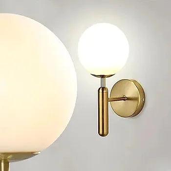 Elegant N I CREATIONS wall lamp featuring a modern spherical design and a gold finish