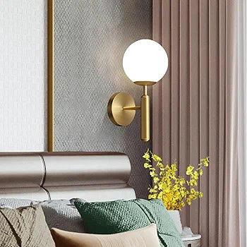 N I CREATIONS Modern Wall Lamp with a Round Glass Shade for Elegant Home Decor