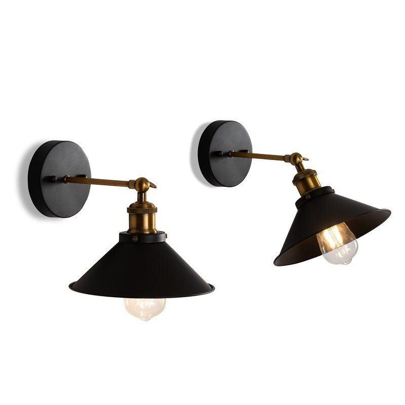 N I CREATIONS Wall Light in Black and Brass Finish with Adjustable Shade for Home Decor
