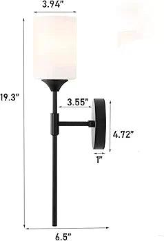 N I CREATIONS Modern Wall Light with White Shade and Black Finish for Home Decor