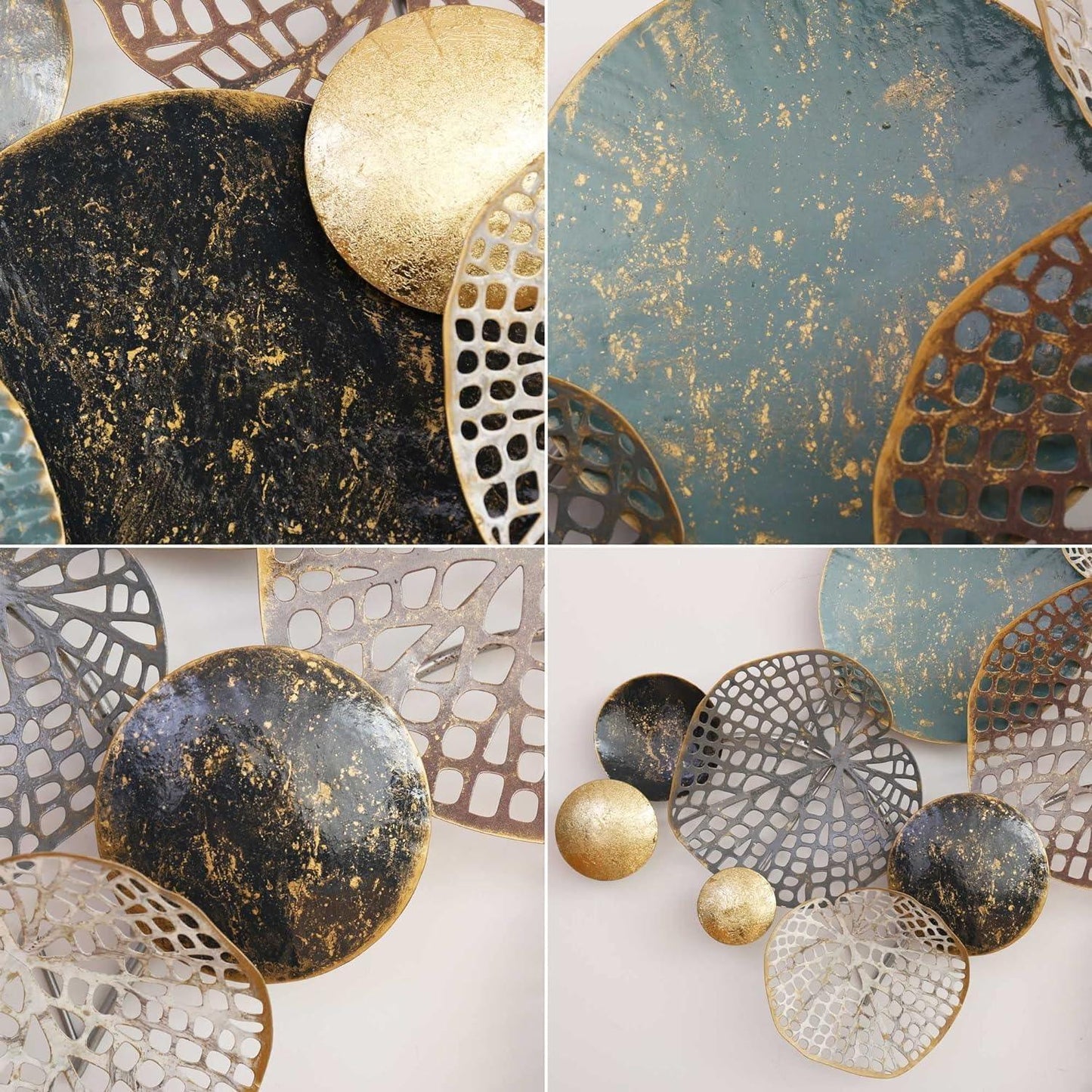 N I CREATIONS wall sculptures featuring mixed metallic finishes for modern home decor