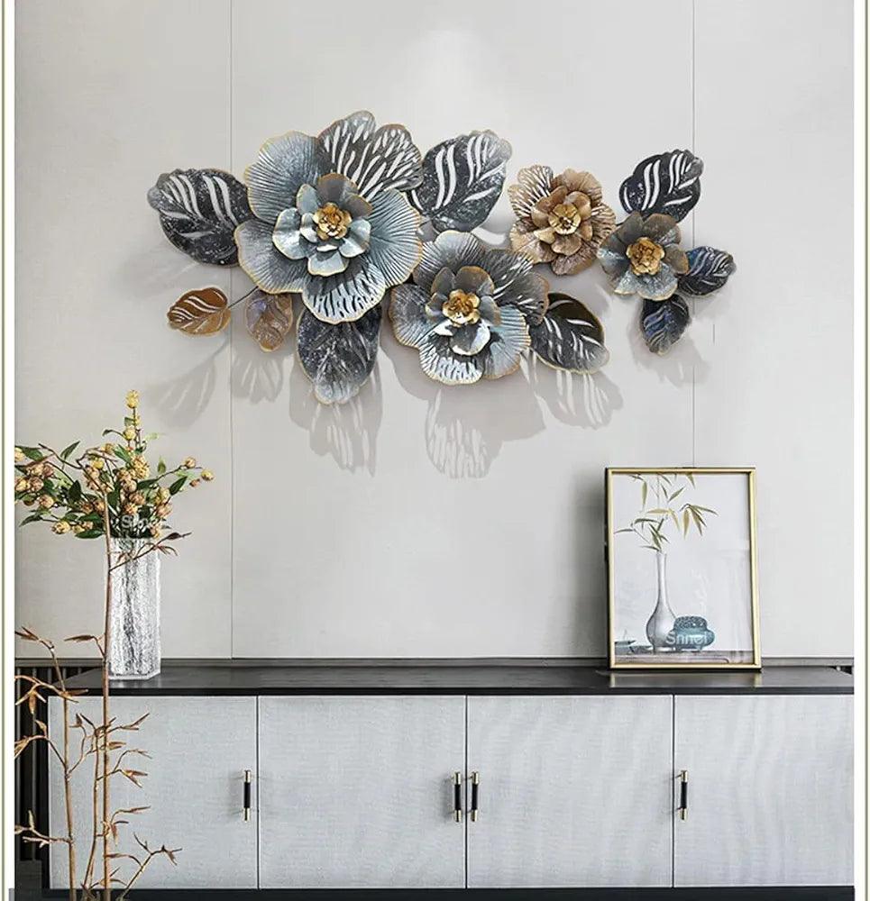 N I CREATIONS modern wall sculptures featuring floral designs in vibrant colors for home decoration