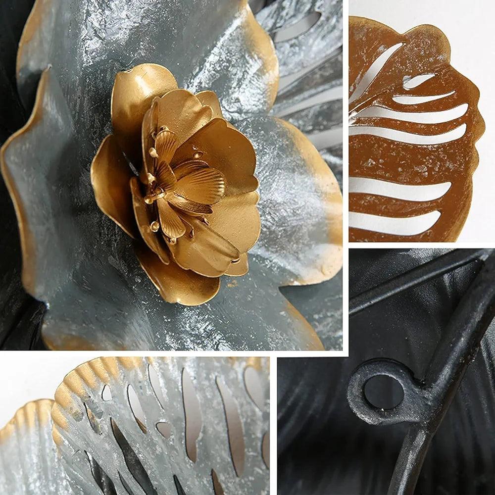 Elegant N I CREATIONS wall sculptures featuring gold and silver floral designs for home decor