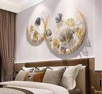 N I CREATIONS wall sculptures depicting golden and silver leaves for home decor