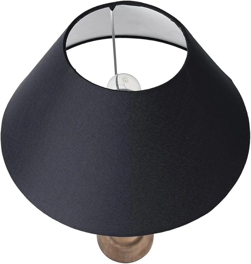 Stylish N I CREATIONS wooden table lamp with a black shade for elegant home decor