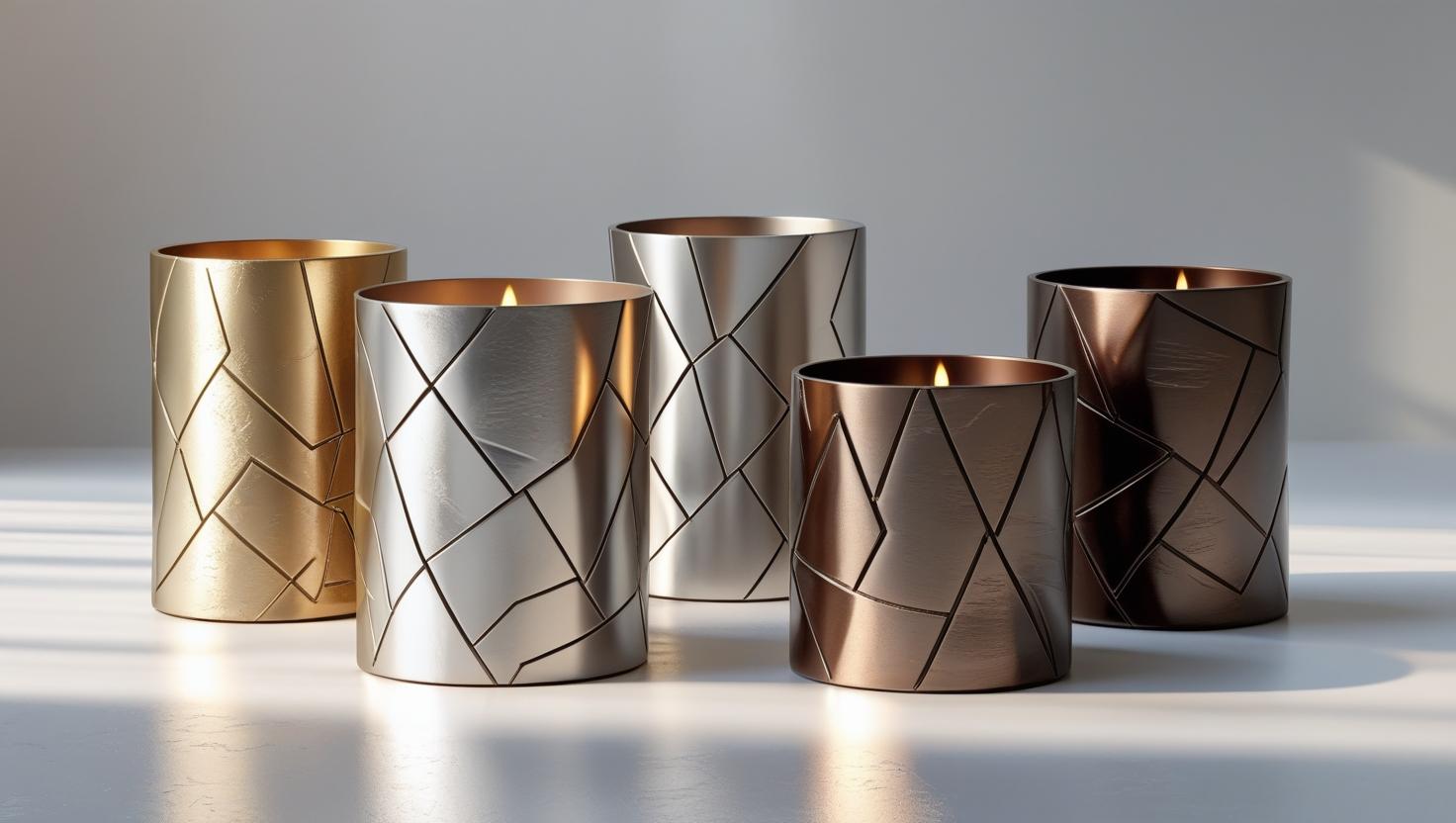 Luxury meta candle holders in modern metallic finish – N I CREATIONS premium decor