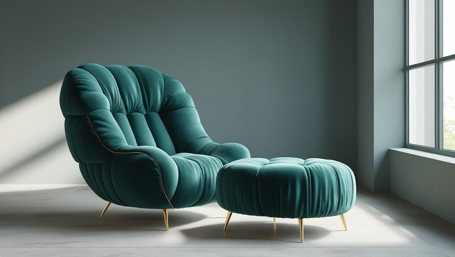 Modern puff chairs and ottomans in velvet and boucle finish – luxury seating by N I CREATIONS