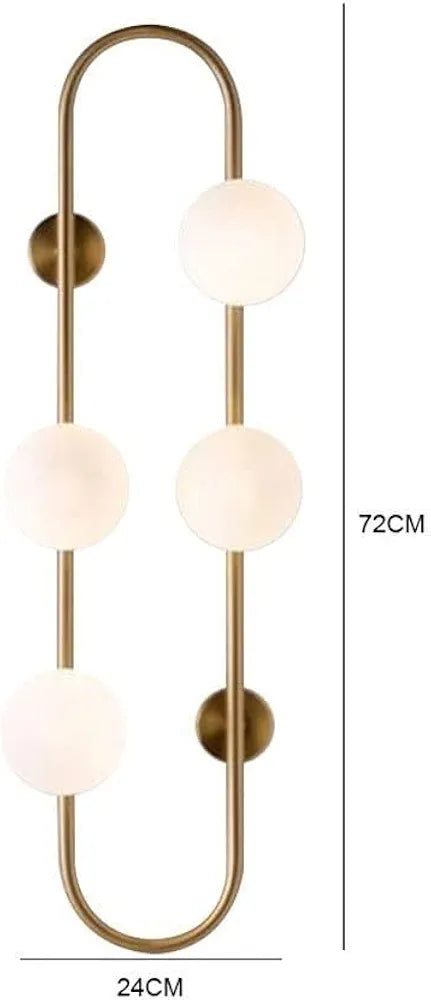 4-Lights Led Wall Lamp Glass Globe Shade Sconce Wall Lantern Modern Indoor Decor Lighting Fixtures for Living Room Bedroom Stairs Bathroom Corridor Villa Metal Wall Wash Lights