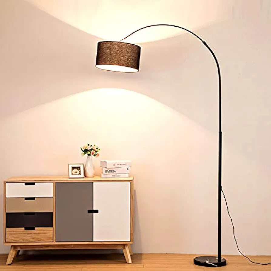 Floor Standing Lamp Black Floor Tall Floor Lamp Fabric Lampshade for Bedroom Living Room Study Bedside