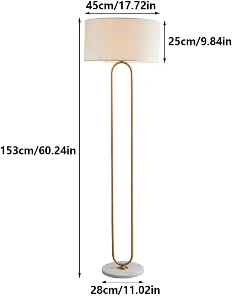 Floor Lamp - White Minimalist Standing Light with Electroplated Polished Vertical Lamp. Modern Indoor Pole Light for Living Room, Bedroom, Balcony, Hotel. Marble Base Table Lamp