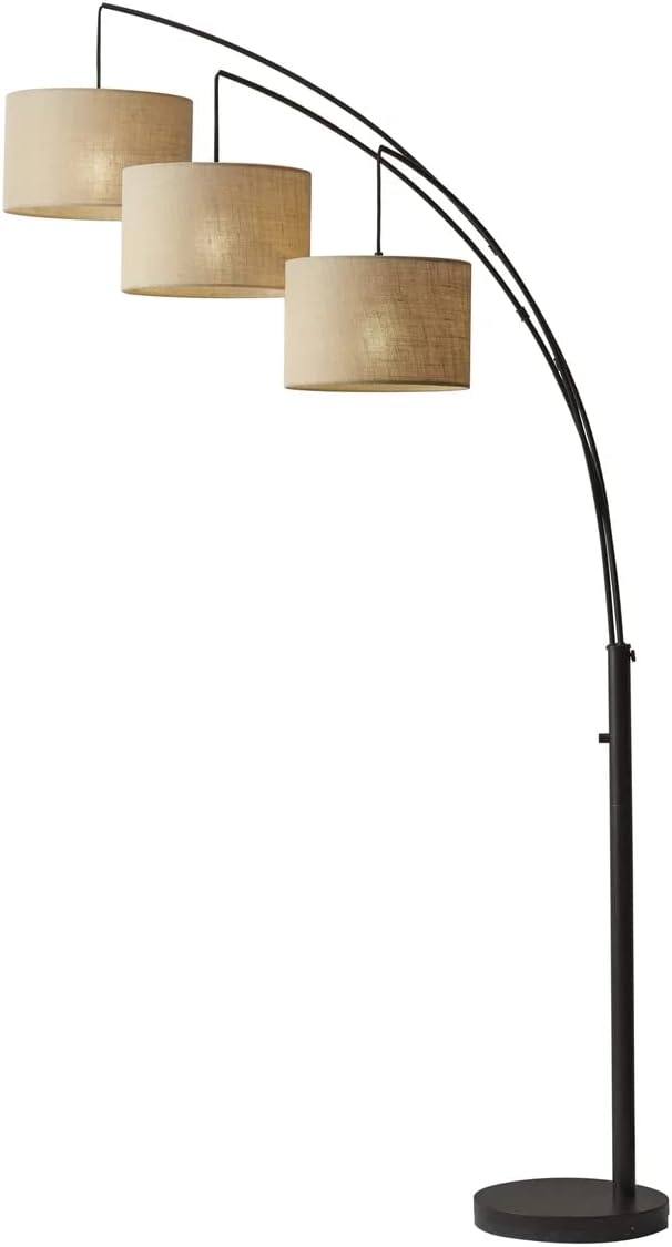 Home Transitional Three Light Floor Lamp In Black color Beige Burlap . Home Decor Lamps and Light Fixtures