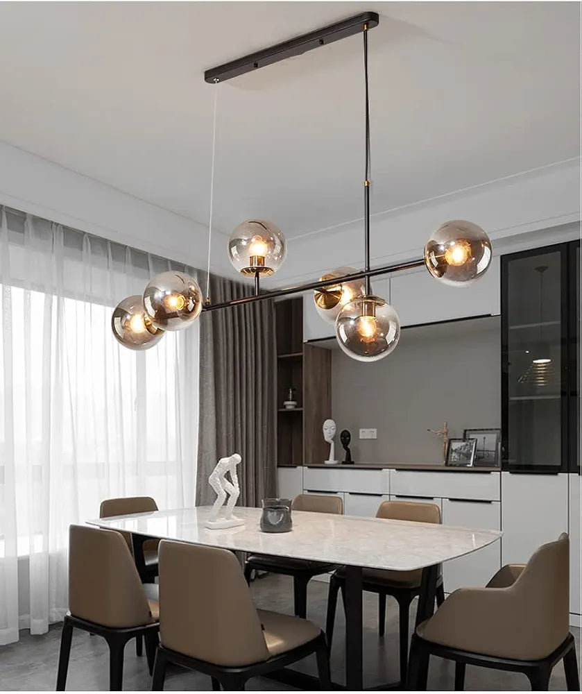 Modern 6 Lights Previcacious Dining Chandelier |Ceiling Glass Pendant Lamps for Living Room Kitchen Island Café Restaurant Bar - Bulb Included